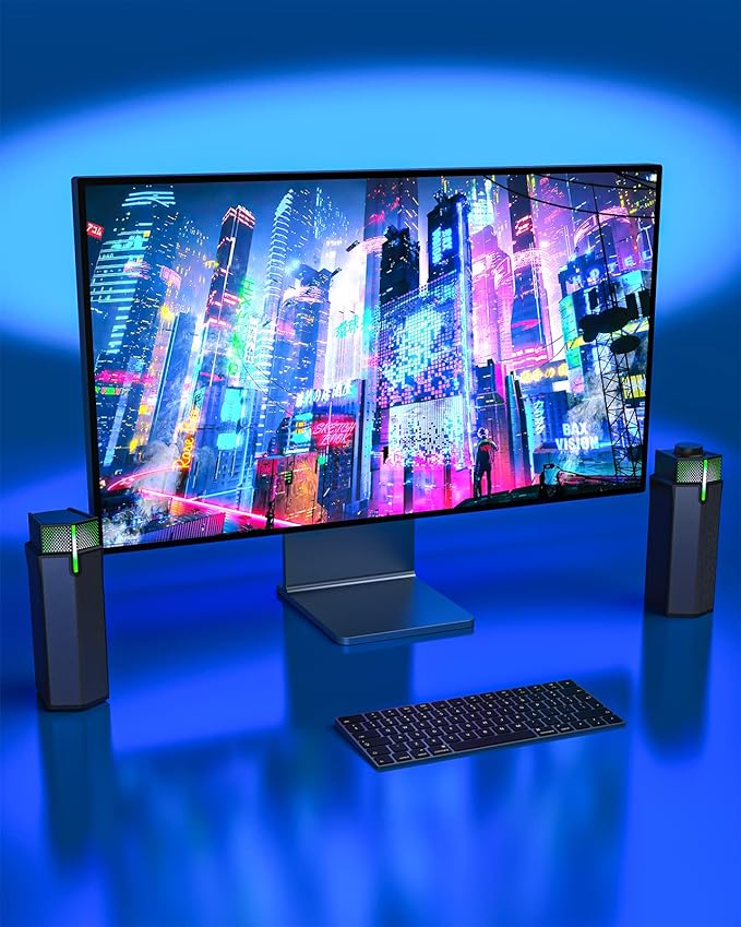 Jeecoo M20 Bluetooth Computer Speakers for PC Desktop Monitor, Gaming PC Sound Bar - Wired USB-Powered, Superb Stereo Sound, with Gradient RGB Lighting - Combine/Separate to Customize Your Desk