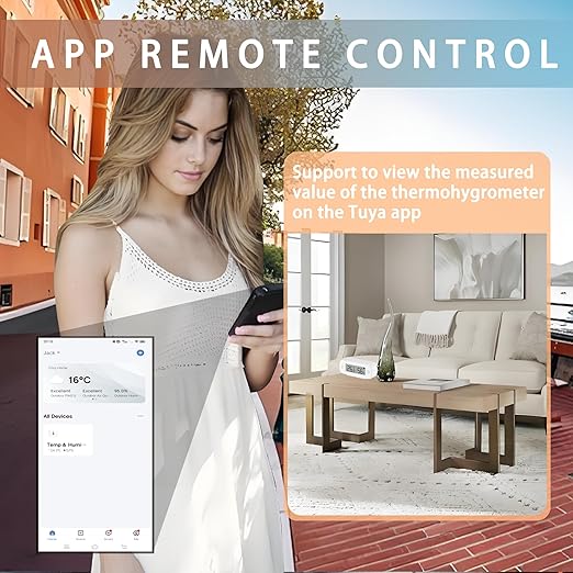 Smart Digital Thermometer Hygrometer, WiFi Indoor Temperature & Humidity Sensor for Home Use, Mini Humidity Monitor with App Remote Monitoring, Data Export, Compatible with Alexa. 2 PCS