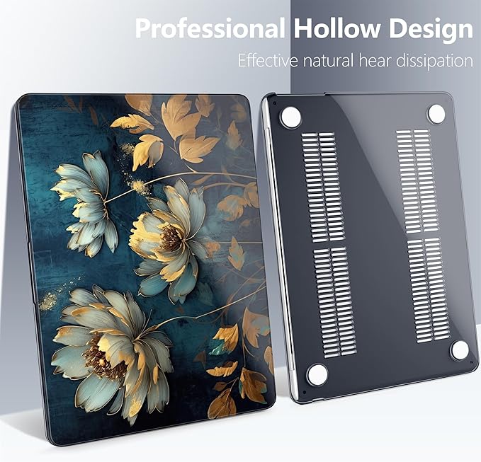 Batianda Premium Case for New MacBook Air 15 inch with M5 M4 M3 M2 Chip 2026 2025 2024 2023 Release, Designed Ultra-Slim Hardshell & Keyboard Cover & Screen Protector 4-in-1 Bundle, Blooming Flowers