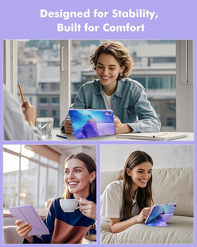 INFILAND Case for iPad mini 7 (A17 Pro) 2024 / iPad mini 6 2021, Slim Foldable Book-Style Cover with Pencil Holder, Multi-Angle Magnetic Stand,Protective Case with Auto Wake/Sleep (Blue Marble)