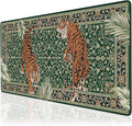 Desk Pad Mat, Stitched Edges Cute Desk Mat, Non-Slip Tiger Desk Mat Gaming, Smooth Green Mouse Pad, Soft Desk Cushion for Office Home 35.4 x 15.7 Inches (Green)
