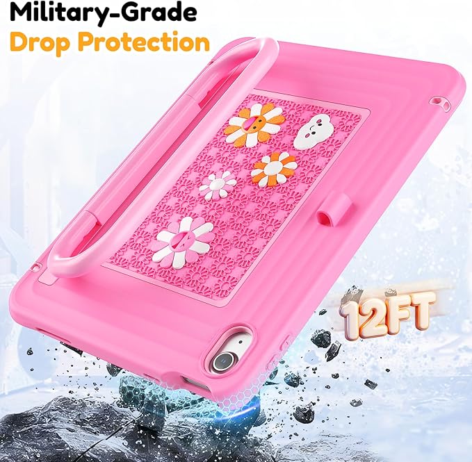 KAIJIAbox Kids Case for iPad A16 11th Generation 11 inch 2025/10th Generation 10.9” 2022- Military-Grade Rugged Drop Protection with Metal Handle/Stand, Screen Protector,Shoulder Strap-Pink