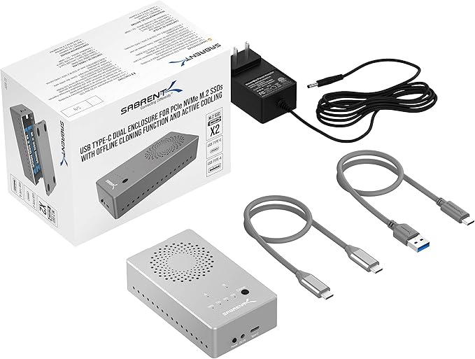 SABRENT Tool Free USB Type C Dual Docking Station for PCIe NVMe M.2 SSDs with Offline Cloning Function (EC-SSD2)