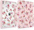 Case for iPad Pro 13 inch (M5) 2025 (M4) 2024 Release Slim Lightweight Cute Light Pink Cover with Clear Back TPU Edge Pencil Holder Trifold Stand, Elegant Rose
