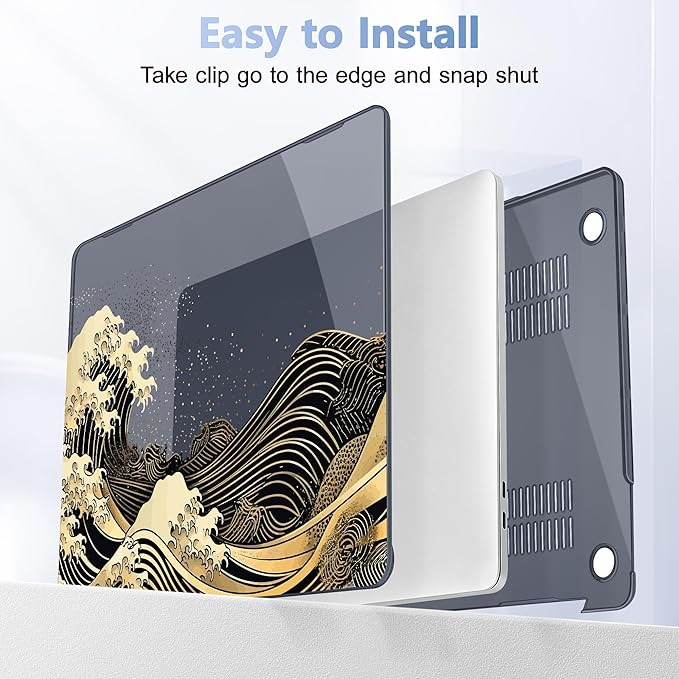 May Chen Compatible with MacBook Pro 16 inch Case 2020 2019 Release A2141 with Touch Bar & Touch ID, Plastic Hard Shell Case with Keyboard Cover + Screen Protector, Sea Wave P174