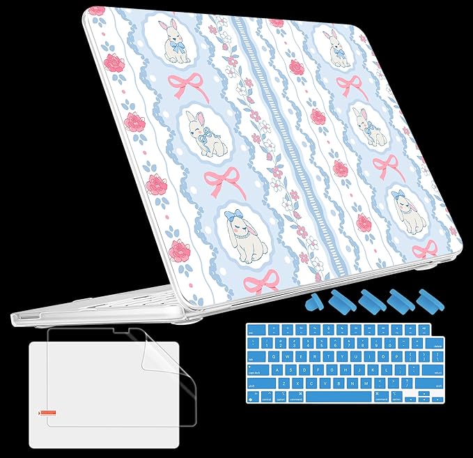 Tuiklol for 2026 MacBook Neo 13 Inch A18 Pro Chip Case, (Model A3404) Anti-Scratch Anti-Drop Slim Hard PC Shell Case with Shockproof Protective MacBook Neo Laptop Cover, Bunny Bow