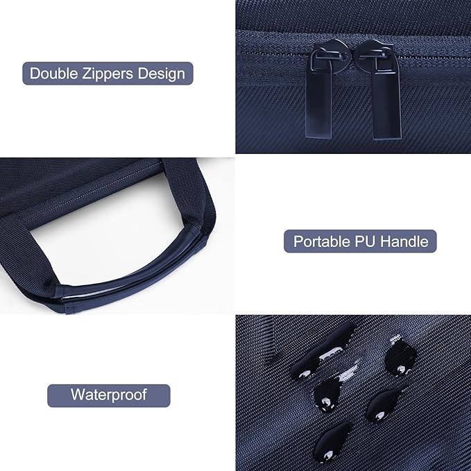 MOSISO 15.6-16 inch Laptop Hard Case, 15 inch Shockproof Waterproof Laptop Case Hard Shell Compatible with MacBook HP Dell, Carrying Sleeve Computer Bag with Sturdy Handle&Front Pocket&Belt, Navy Blue