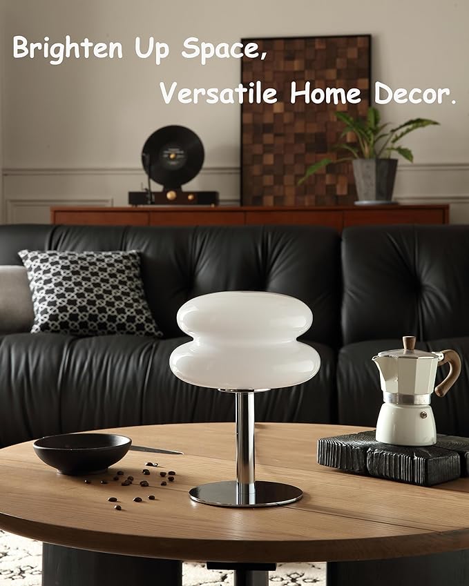 Glivpny Mushroom Lamp Table Lamp for Night Stands,Mid Century Modern Desk Lamps for Bedroom, Vintage Dimmable Bedside Small Cute Lamps, Cool Aesthetic House Warming Gifts New Home Decor(White)