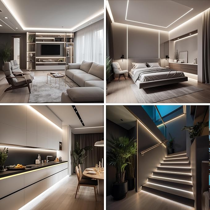 Pandery COB LED Strip Lights Natural White,24V Dimmable led Light Strip KIT with Remote and app Control,4000K 25FT/7.5m 8mmwide Ra>90 Cuttable Flexible Strip Lights for Bedroom,Wardrobe,Cabinet