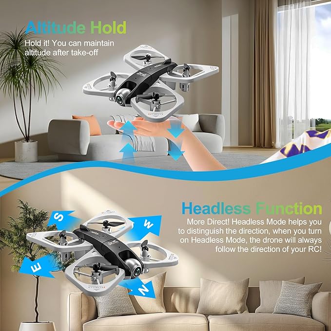 S3 WiFi FPV 6-Axis Gyro & 360° Flip Drone with 480P HD Camera for Beginners (White)