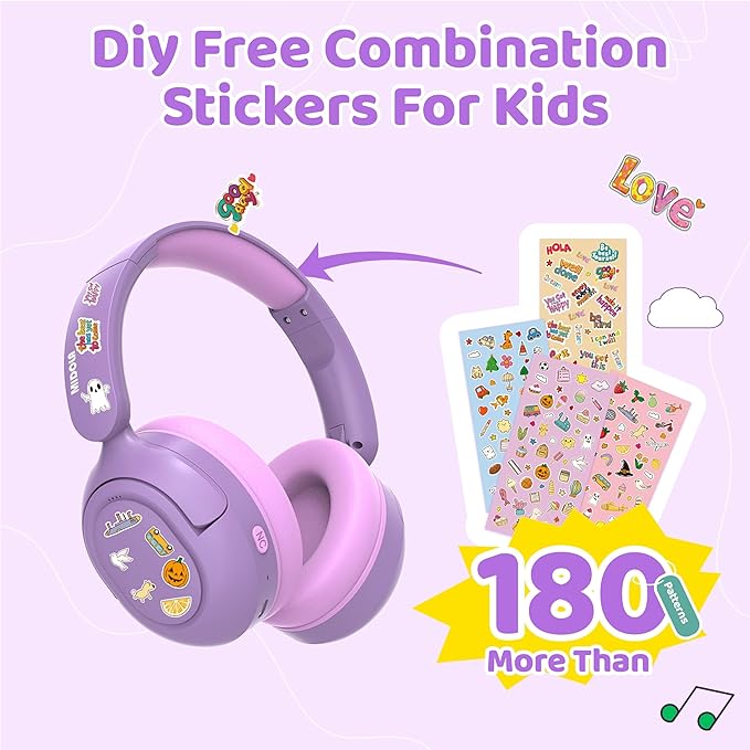MIDOLA Kids Bluetooth Headphones Active Noise Cancelling Lightweight Wireless Headphone for Kid Volume Limited 85/94dB Foldable Over-Ear with Mic,68 Hours Playtime,for Toddler Child Lavender Purple