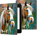 for Kindle Scribe 10.2 Inch 2022/2024 Released Tablet Case, Slim Kickstand Stand Leather Smart Cover with Auto Wake/Sleep, Feathered Horse