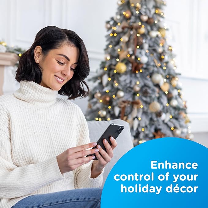 Enbrighten Vibe Indoor Dual-Outlet Wi‑Fi Matter Smart Plug, 2.4GHz, No Hub Required, Compatible with Alexa and Google Assistant, Dual Grounded Plug‑in Outlets, 81198-TS1