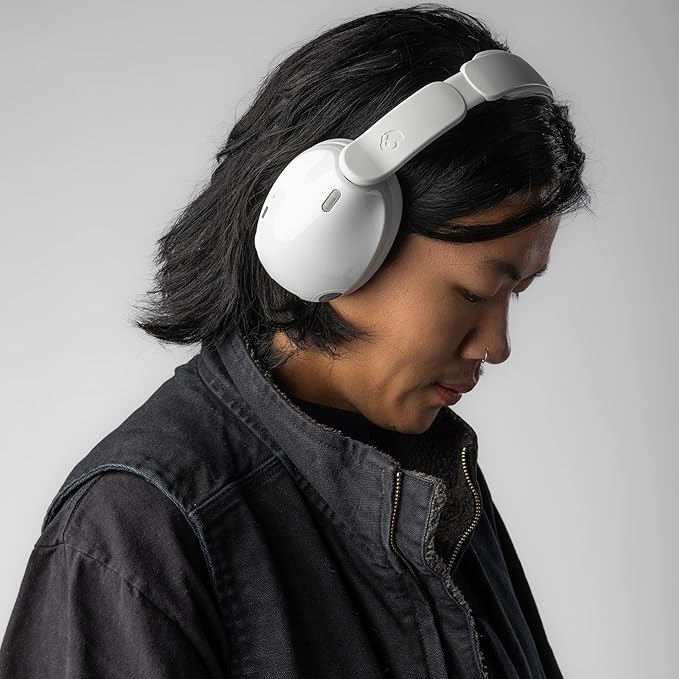 Skullcandy Hesh 540 ANC Wireless Over-Ear Bluetooth Headphones with THX Spatial Audio, Active Noise Cancelling, Personalized Sound, Up to 65 Hours Battery, Microphone for iPhone Android - Bone