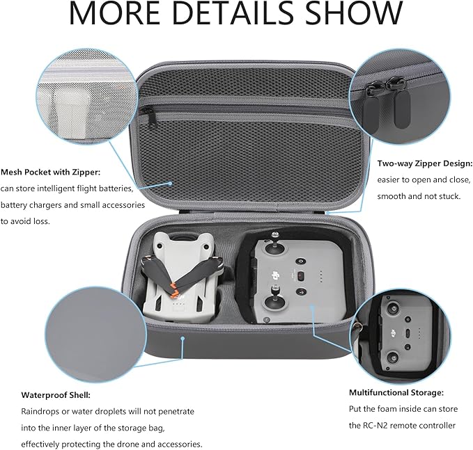 Storage Bag for Mini4 -Mini 4 Pro Drone Case Hard Shell Travel Carrying case Compatible with Mini 4 Pro, DJI RC 2/DJI RC-N2 Remote Controller & Accessories