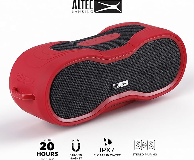 Altec Lansing - BoomJacket Wireless Bluetooth Speaker, Magnetic Waterproof Speaker, IPX7 Outdoor Speaker with 24H Playtime, Portable Speaker with Carabiner, Mountable, Quick Charge