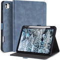 Handmade Case for iPad Pro 11 Inch (M5/M4) 2025/2024 with Pencil Holder Pocket,Magnetic Closure,Auto Sleep/Wake,Vegan Leather Folio Protective Cover,Multi Angles Stand,Light Blue