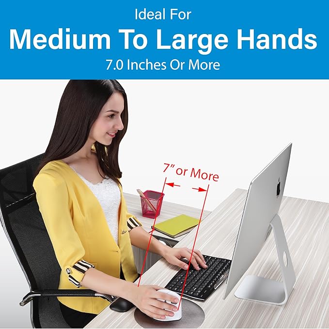 Evoluent – Inventor of the Vertical Mouse – VM4RW Ergonomic Vertical Mouse Right Hand Regular Size Wireless USB, Sculpted for Comfort, Reduces Wrist Strain, 4 Speeds, 6 Customizable Buttons in Windows
