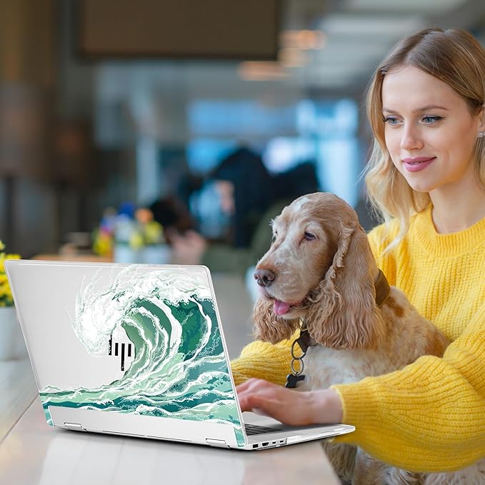 Premium Crystal Clear Case for HP Envy x360 16-inch 2-in-1 Laptop 2024 Release, Creative Patterns Ultra-Slim Lightweight Scratch-Resistant Hard Shell with Professional Protection, Wave