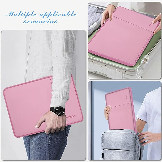 Hseok Laptop Sleeve 15.6 16 inch Case Compatible with MacBook Neo 16, MacBook Pro 16" M5/M4/M3/M2/M1, MacBook Air Pro 15", XPS 16, Most 15" 15.6" 16" Notebooks,Pink