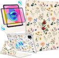 Shorogyt for iPad Air 13 Inch (M4) 2026/ M3 2025 & M2 2024 /for i Pad Pro 12.9 inch (3/4/5/6th Gen) for Magnetic Stand for Women - Cute 360 Rotating Covers Girls with Pencil Holder, Retro Flower