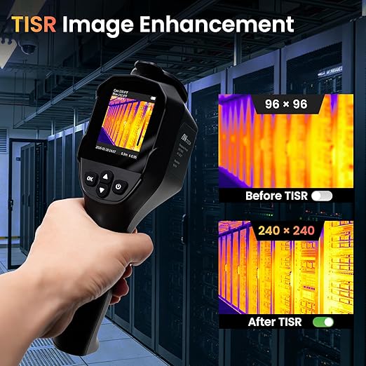 Thermal Camera for Home Inspection, 240×240 TISR Infrared Camera with 14-Hour Battery Life, 25Hz Handheld Thermal Imager with 50°FOV for Water Leak Detection, HVAC, Electrical Inspection