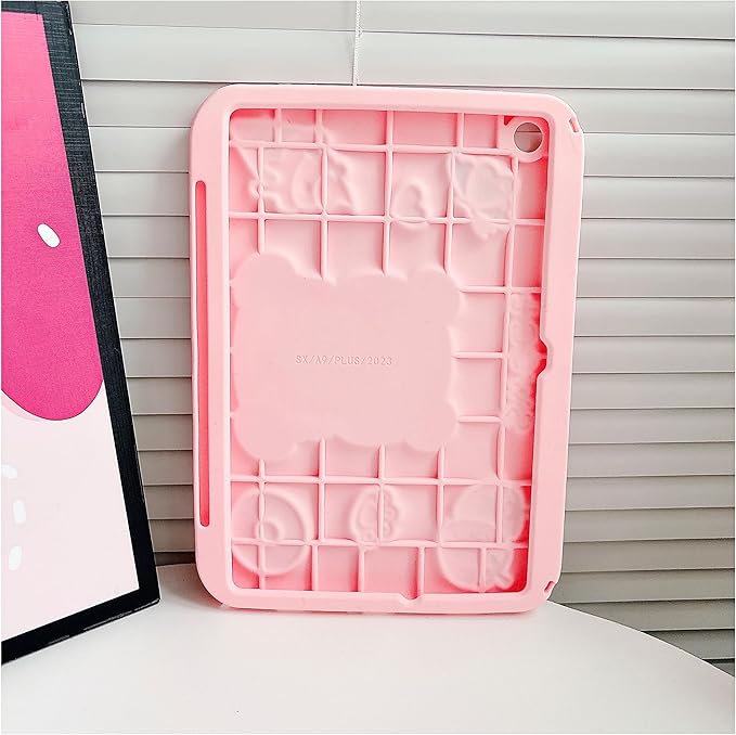 for Samsung Galaxy Tab A9 Plus Case Girls - with Shoulder Strap & Rotating Stand Cute Pink Bear 3D Cartoon for Kids Soft Silicone Protector Samsung A9 Tablet 2023