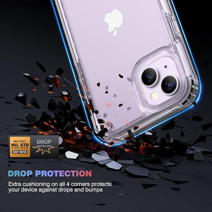 Diaclara Designed for iPhone 14 Case, Full Body Rugged Case with Built-in Touch Sensitive Anti-Scratch Screen Protector, with Camera Lens Protector for iPhone 14 6.1" (Clear)