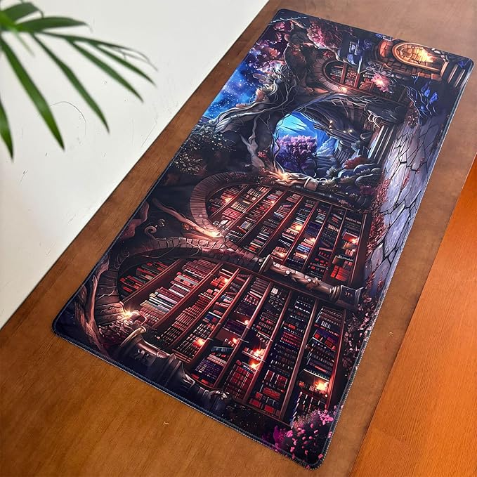 Dark Academia Desk Pad Library Desk Mat Witchy Mousepad XXL Large Gaming Mouse Mat for Office,Computer,Keyboard,Laptop and Home Desk Pad 31.5 X 15.7inch