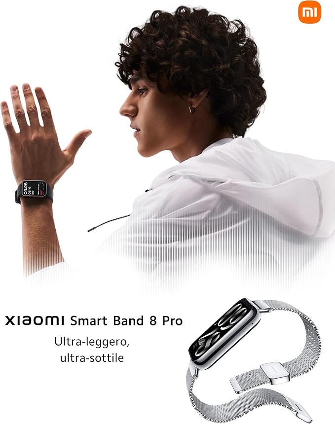 Xiaomi Smart Band 8 Pro Fitness Tracker, 1.74"" AMOLED Display, up to 20 Days Battery, 5ATM, SpO2 Tracking, Sleep and Heart Rate Monitoring, 150+ Training Modes, Pedometer, Silver/Gray