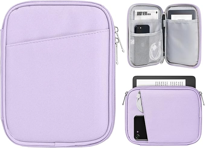 TiMOVO 6-7 Inch Tablet Sleeve for eReader Book Paperwhite/Colorsoft Signature Edition, Protective Sleeve Cover Case with Pocket for E-Reader/Oasis & Kobo Devices, Purple Lavender