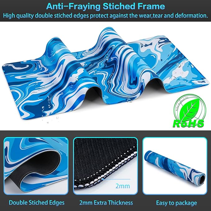Canjoy Gaming Mouse Pad, Fluid Pattern Mouse Pad 31.5x15.7inch Large Extended Computer Mouse Mat Keyboard Full Desk Mousepad for Gaming, Office, Home