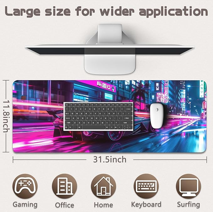 Gaming Mouse Pad - (31.5"×11.8") Sports Car Large Mouse Pads for Desk - Desk Mat for Keyboard and Mouse with Non-Slip Base, Desks Pad Matfor Game/Office & Home