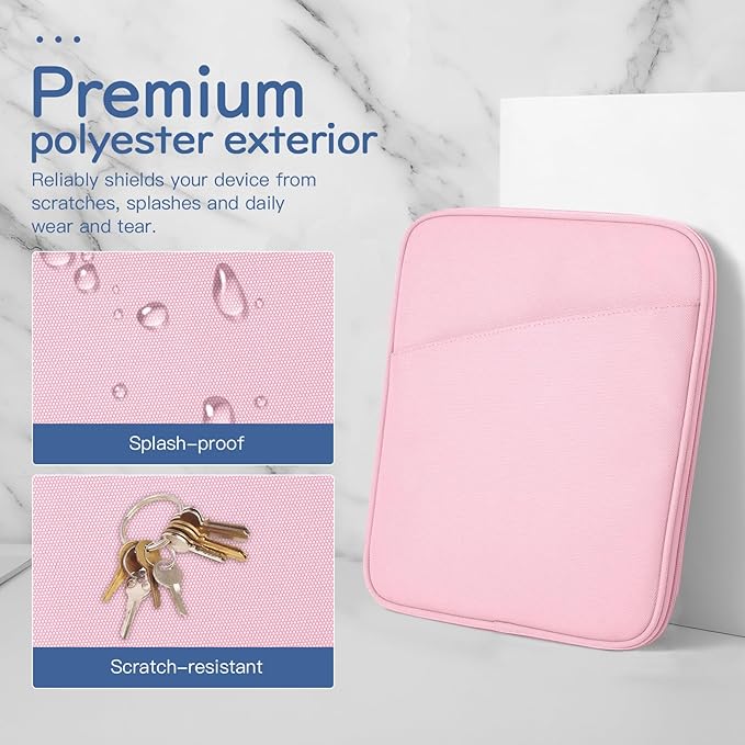 Dadanism 8-9 Inch Tablet Sleeve Bag Carrying Case for iPad mini 7th/6th 8.3", iPad mini 7.9", Galaxy Tab A7 Lite/A9 8.7", ‎Remarkable Paper Pro Move 7.3" 2025, Tab M8 8", Tab M9 9", Flowers Pink
