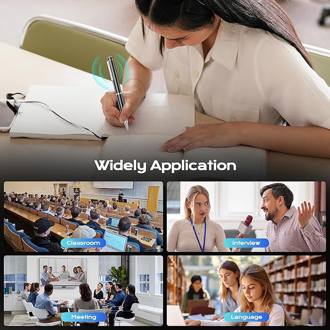 Voice Recorder with Playback, 128GB Digital Voice Activated Recorder with Intelligent Noise Reduction, Recording Device, 4800Hrs Smart Tap Dictaphone for Lectures Meeting, Class, Work, Interviews