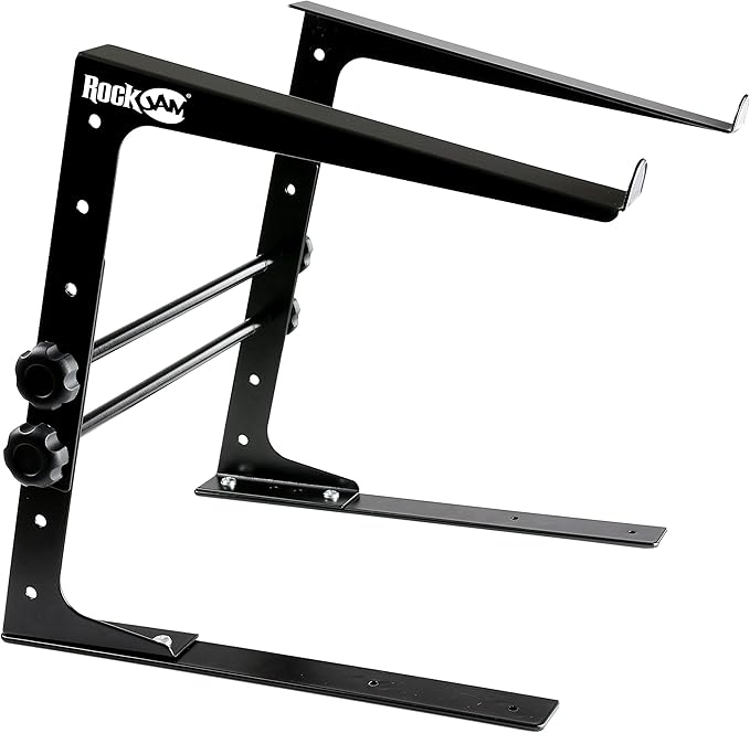 RockJam Portable DJ Laptop Stand with Adjustable Height, Anti-Slip Design, Works For Laptops, Controllers & CD Players