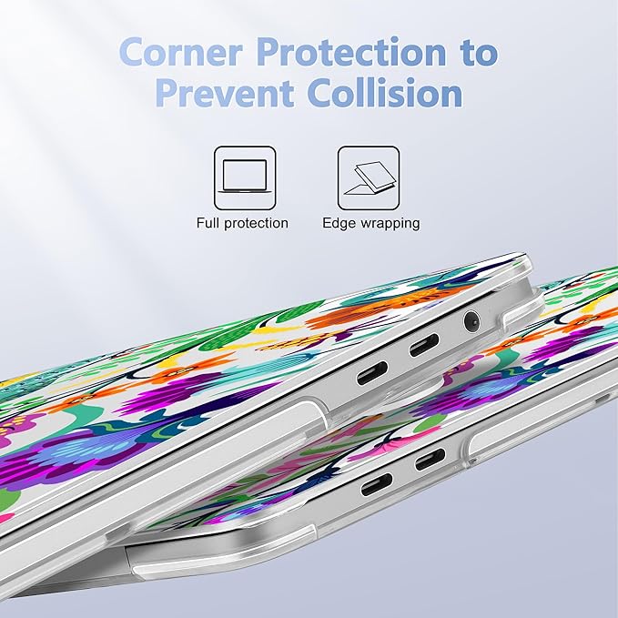 May Chen for MacBook Pro 16 inch A2141 2020 2019, Plastic Pattern Hard Shell Case Screen Protector & Keyboard Cover for MacBook Pro 16-inch, Colorful Flowers and Tropic Leaves