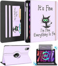 Kidcube for iPad mini 7 Case A17 Pro 2024, for iPad mini 6th Generation Case 8.3 Inch - Women Girls Kid Cute Rotating Stand Folio Cover with Pencil Holder & Card Slot Girly Kawaii Cat Unique Cover