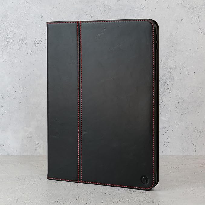 Casemade Real Leather Case Compatible with iPad 9.7” 5th/6th Gen (2017/2018) - Full-Grain Leather Cover, Auto Sleep/Wake, Dual Stand Position (Black)