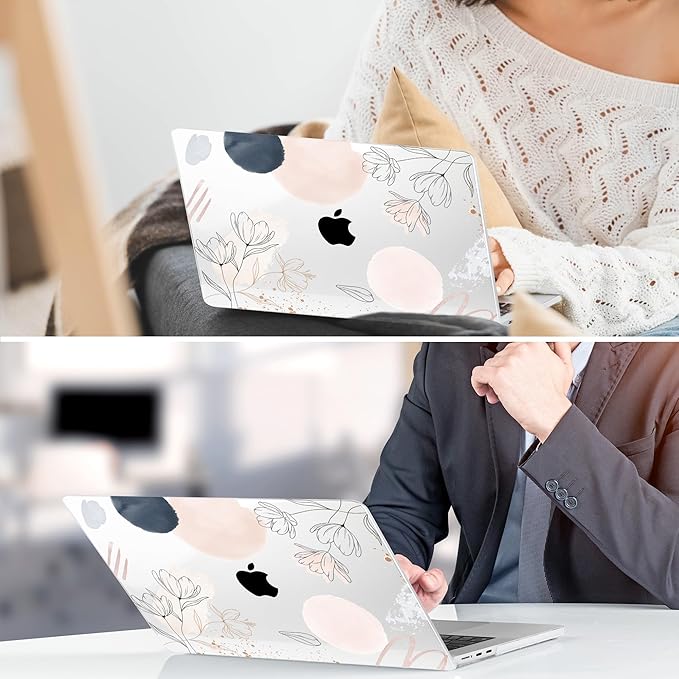DONGKE Compatible with M5 MacBook Air 15 inch Case 2026 2025-2023 A3448 A3241 A3114 A2941 M4 M3 M2 Liquid Retina Display Touch ID, Protective Hard Shell Cover & Keyboard Skin - Abstract Flowers