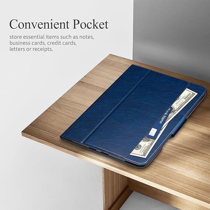 auaua Case for iPad Pro 11 Inch (M5/M4) 2025/2024, with Pencil Holder and Pocket, Multiple Angles Viewing, Magnetic Closure, Auto Sleep/Wake (Blue)