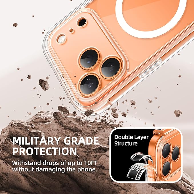 BERFY for iPhone 17 Pro Max Case, Compatible with MagSafe, Built-in Privacy Screen Protector, Camera Protection, Shockproof Full Body Phone Case 6.9", Clear