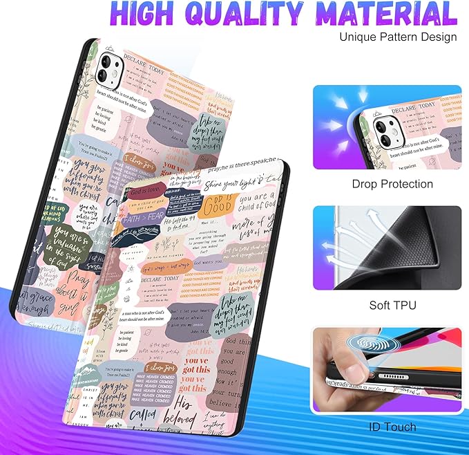 Uppuppy for iPad Pro 13 Inch Case 2024 - Women Girls Cute Folio Smart Cover with Pencil Holder Girly Pretty Aesthetic Fashion Design for iPad Pro M4 13 Inch Cases A2925 A2926 A3007