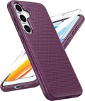 FNTCASE for Samsung Galaxy S25-Plus Case: S24-Plus Dual Layer Heavy Duty Phone Protective Cover Shockproof Rugged with Non-Slip Textured - Military Drop Protection Bumper - 6.7 inch (Burgundy Purple)