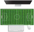 Large Gaming Mouse Pad (31.5" x 15.8") - Football Field Design Cool Green Soccer Course, Extra XXL Office Accessories, Premium Stitched Anti-Slip Office Keyboard Desk Mat