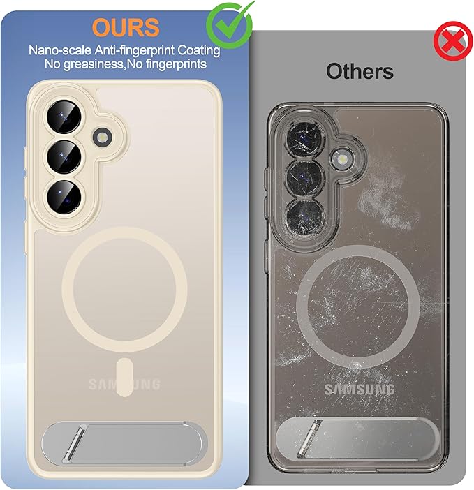 Magnetic for Samsung Galaxy S26+ Plus Case, [Compatible with MagSafe][Full Camera Protection][Built-in Invisible Kickstand] Translucent Matte Phone Case for S26 Plus 6.7" - White