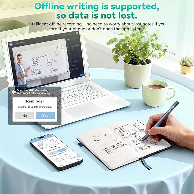 Digital Pen Writing Set - Smart Pen for Note-Taking with Notebook, Real time Sync Digitizing for Paper Notes Meeting Convert to Text Storing Sharing Sync Pen with Notebook is Good Christmas Tech Gifts