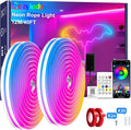 Cozylady RGB Neon LED Rope Lights, Waterproof Bluetooth APP Remote Control Music Sync Strip Lights, 24V Flexible DIY Silicone Light for Bedroom Home Indoor Outdoor Decor (12M/40Ft)