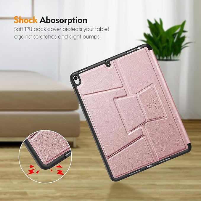 Fintie Magnetic Stand Case for iPad Air 10.5" (3rd Generation) 2019 / iPad Pro 10.5" 2017, Multi-Angle Viewing Rugged Soft TPU Back Cover with Pencil Holder, Auto Wake/Sleep, Rose Gold