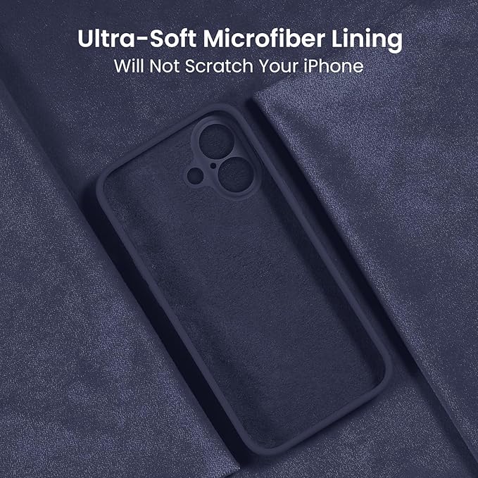 FireNova Designed for iPhone 16 Plus Case, Silicone Upgraded [Camera Protection] Case, Soft Anti-Scratch Microfiber Lining Inside, 6.7 inch, Navy Blue